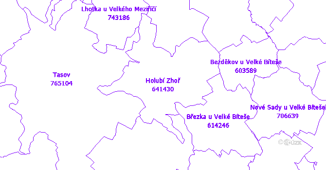 Katastrální mapa Holubí Zhoř - přehledová mapa katastrálního území