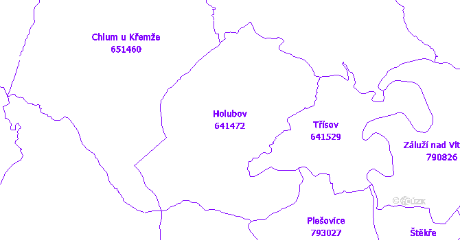 Katastrální mapa Holubov - přehledová mapa katastrálního území