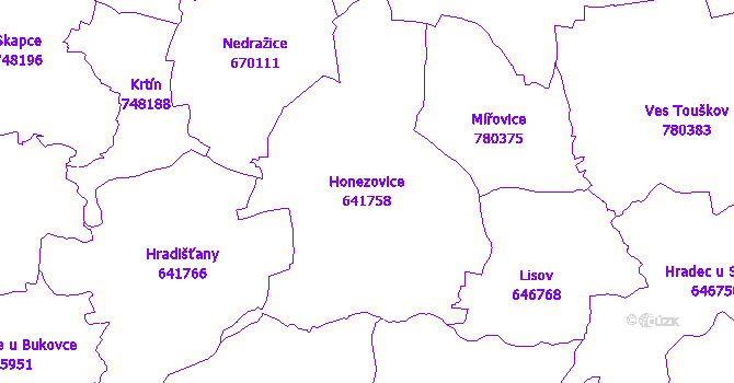 Katastrální mapa Honezovice