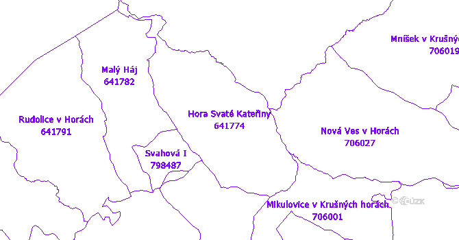 Katastrální mapa Hora Svaté Kateřiny - přehledová mapa katastrálního území