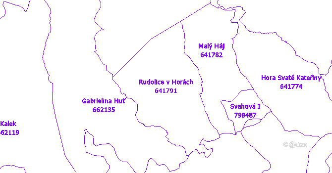 Katastrální mapa Rudolice v Horách - přehledová mapa katastrálního území