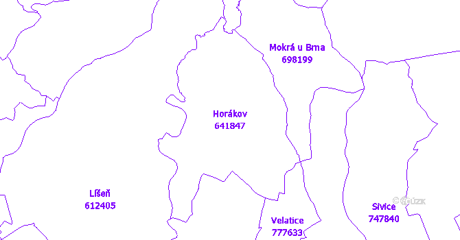 Katastrální mapa Horákov - přehledová mapa katastrálního území