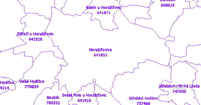 Katastrální mapa Horažďovice - přehledová mapa katastrálního území