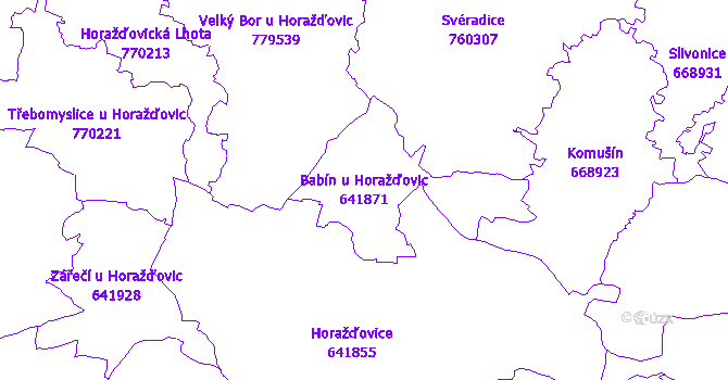 Katastrální mapa Babín u Horažďovic - přehledová mapa katastrálního území