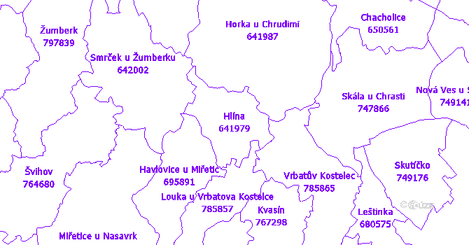 Katastrální mapa Hlína - přehledová mapa katastrálního území