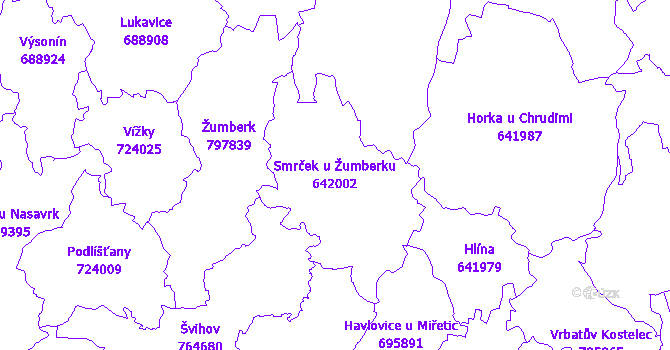Katastrální mapa Smrček u Žumberku - přehledová mapa katastrálního území
