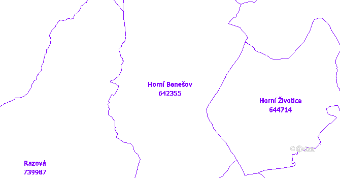 Katastrální mapa Horní Benešov - přehledová mapa katastrálního území
