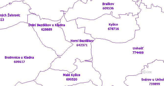 Katastrální mapa Horní Bezděkov - přehledová mapa katastrálního území