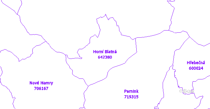 Katastrální mapa Horní Blatná - přehledová mapa katastrálního území