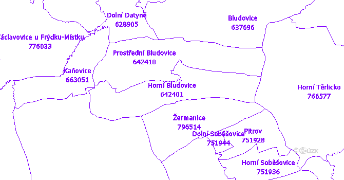 Katastrální mapa Horní Bludovice - přehledová mapa katastrálního území