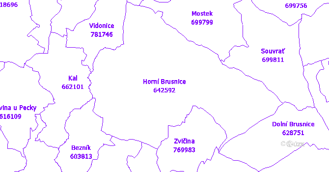 Katastrální mapa Horní Brusnice