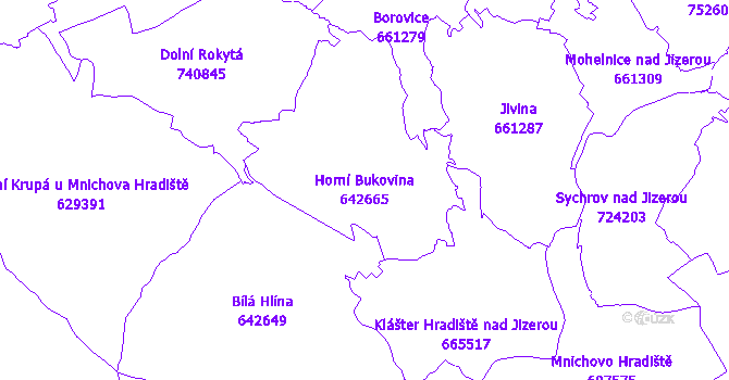 Katastrální mapa Horní Bukovina - přehledová mapa katastrálního území