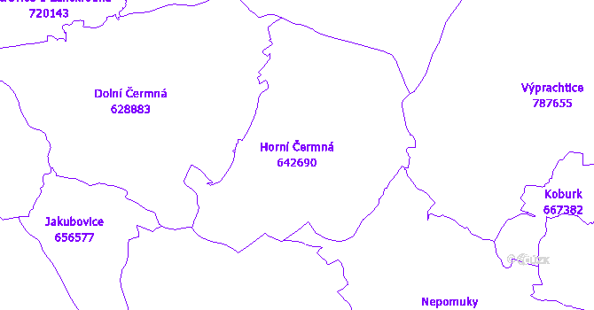 Katastrální mapa Horní Čermná - přehledová mapa katastrálního území