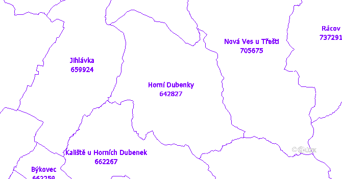 Katastrální mapa Horní Dubenky - přehledová mapa katastrálního území