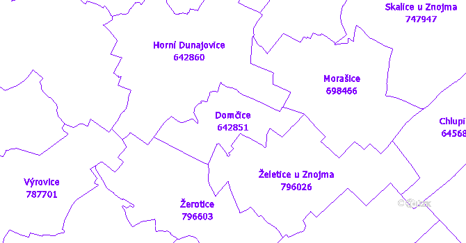 Katastrální mapa Domčice