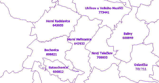 Katastrální mapa Horní Heřmanice - přehledová mapa katastrálního území