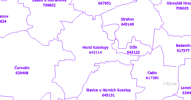Katastrální mapa Horní Kozolupy - přehledová mapa katastrálního území