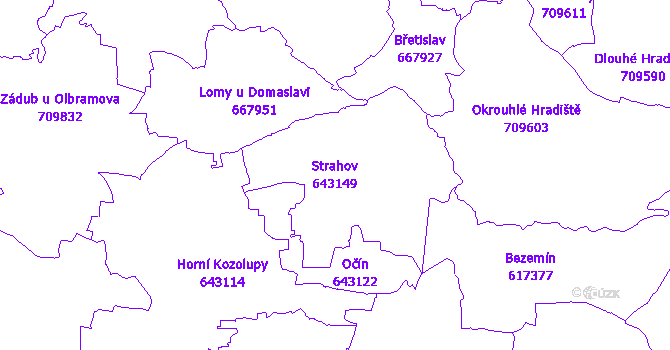 Katastrální mapa Strahov - přehledová mapa katastrálního území