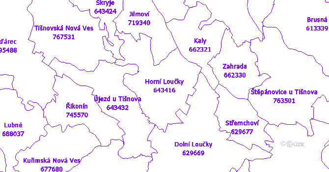 Katastrální mapa Horní Loučky - přehledová mapa katastrálního území