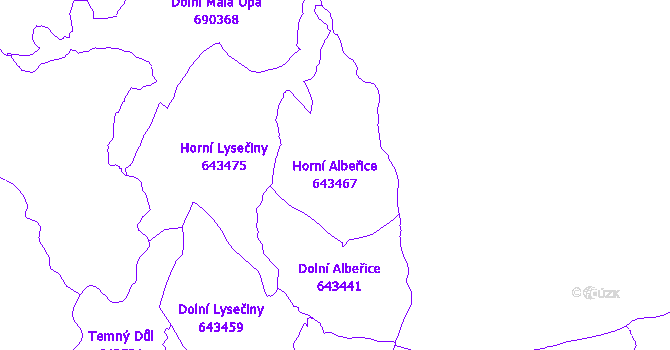 Katastrální mapa Horní Albeřice
