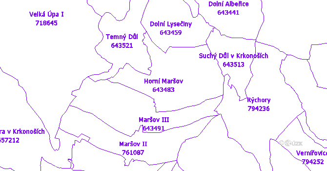 Katastrální mapa Horní Maršov - přehledová mapa katastrálního území