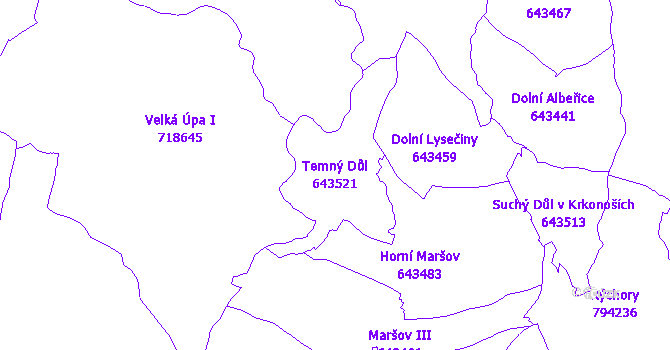 Katastrální mapa Temný Důl - přehledová mapa katastrálního území