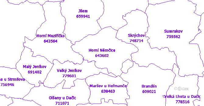 Katastrální mapa Horní Němčice