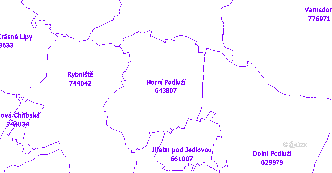 Katastrální mapa Horní Podluží - přehledová mapa katastrálního území