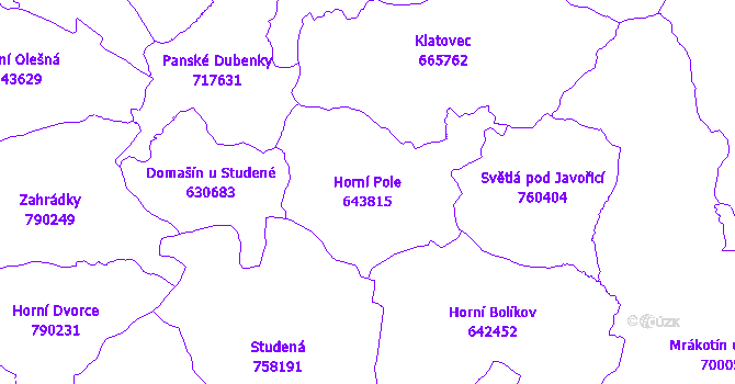 Katastrální mapa Horní Pole - přehledová mapa katastrálního území