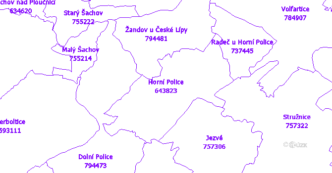Katastrální mapa Horní Police