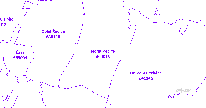 Katastrální mapa Horní Ředice - přehledová mapa katastrálního území