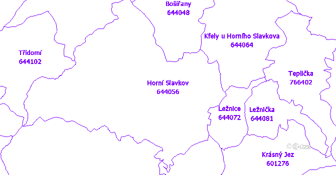 Katastrální mapa Horní Slavkov - přehledová mapa katastrálního území