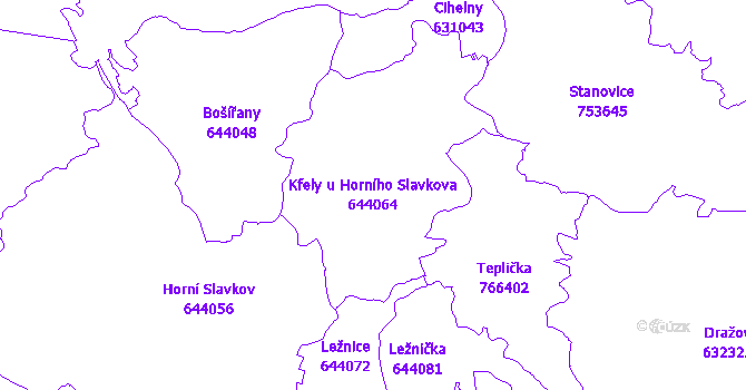 Katastrální mapa Kfely u Horního Slavkova