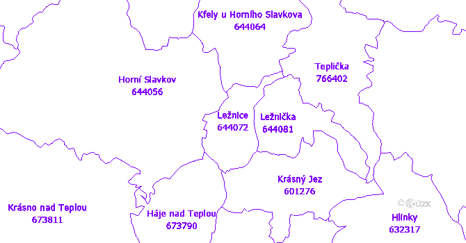 Katastrální mapa Ležnice - přehledová mapa katastrálního území