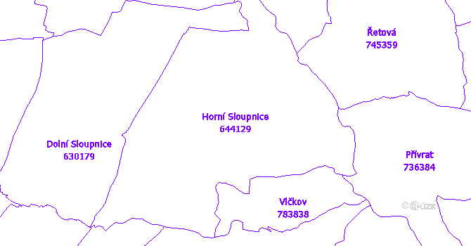 Katastrální mapa Horní Sloupnice - přehledová mapa katastrálního území