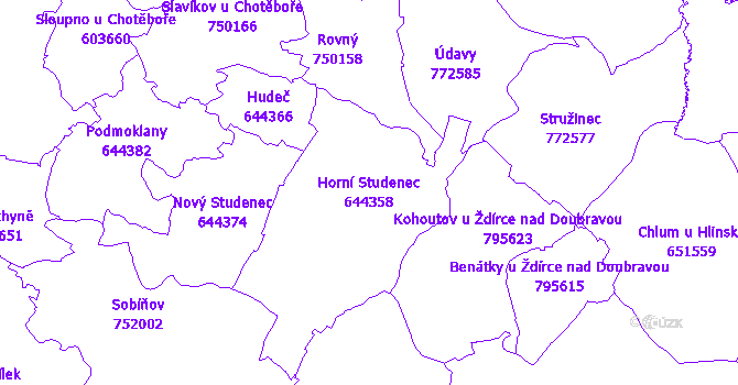Katastrální mapa Horní Studenec