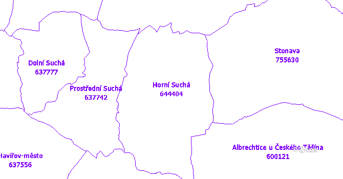 Katastrální mapa Horní Suchá - přehledová mapa katastrálního území