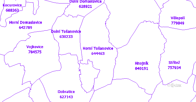 Katastrální mapa Horní Tošanovice - přehledová mapa katastrálního území
