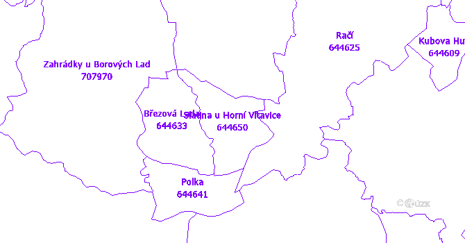 Katastrální mapa Slatina u Horní Vltavice - přehledová mapa katastrálního území
