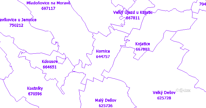 Katastrální mapa Hornice - přehledová mapa katastrálního území