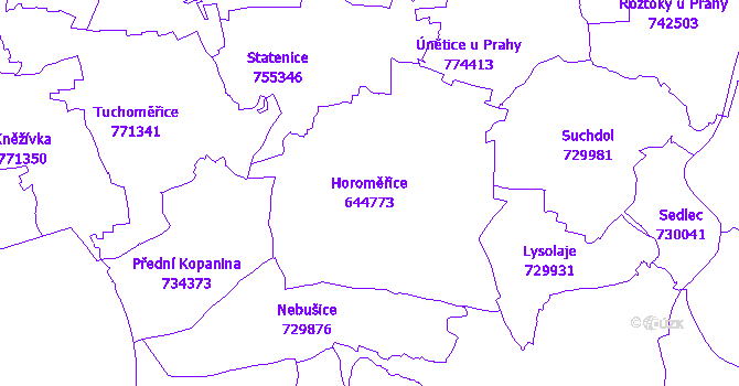 Katastrální mapa Horoměřice
