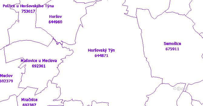 Katastrální mapa Horšovský Týn - přehledová mapa katastrálního území