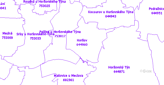 Katastrální mapa Horšov - přehledová mapa katastrálního území