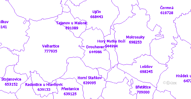 Katastrální mapa Drouhavec - přehledová mapa katastrálního území