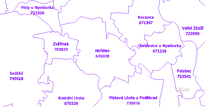 Katastrální mapa Hořátev