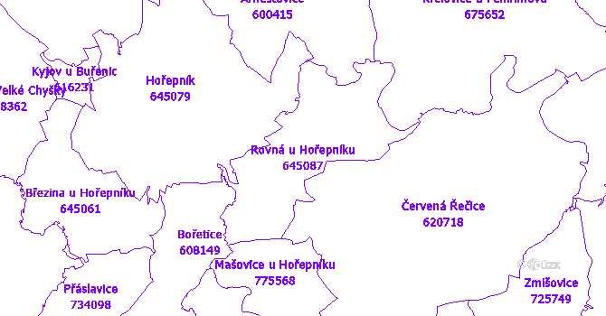 Katastrální mapa Rovná u Hořepníku - přehledová mapa katastrálního území