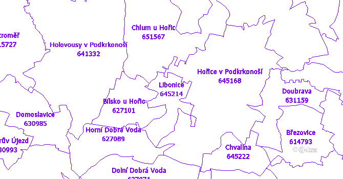 Katastrální mapa Libonice - přehledová mapa katastrálního území