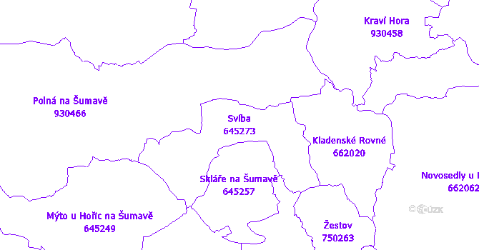 Katastrální mapa Svíba - přehledová mapa katastrálního území