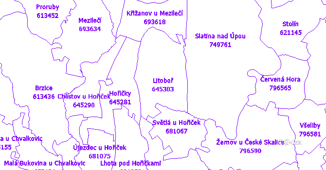 Katastrální mapa Litoboř - přehledová mapa katastrálního území