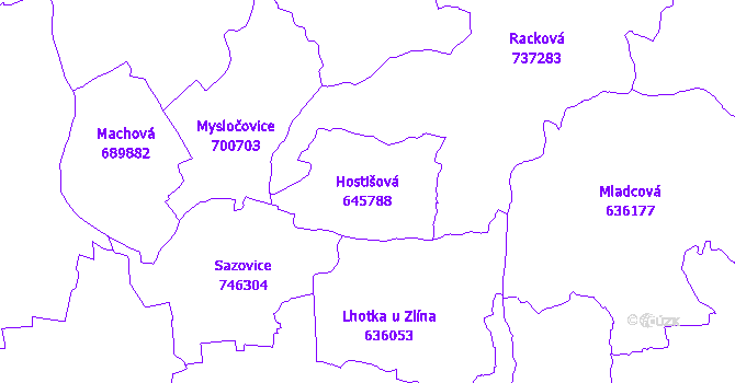 Katastrální mapa Hostišová